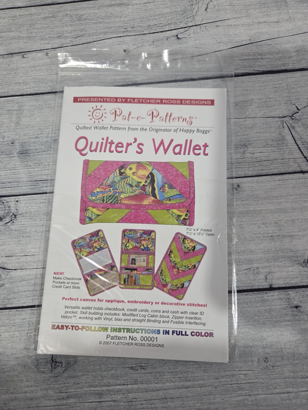 Pat-e-Patterns Sewing Pattern Quilter's Wallet with Assembly Kit